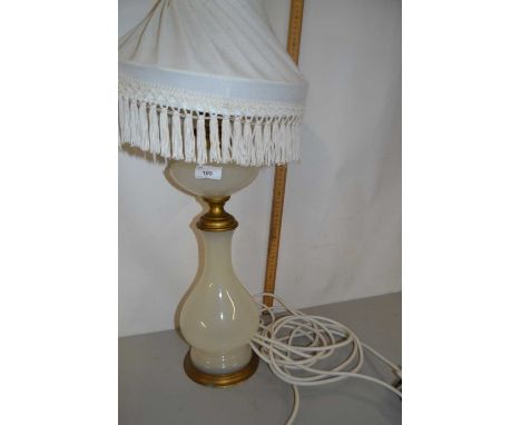Table lamp with opaque glass base