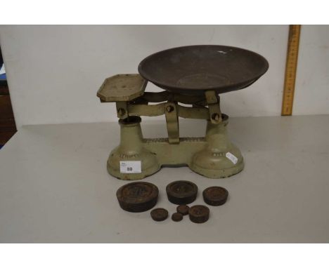 Vintage kitchen scales and weights