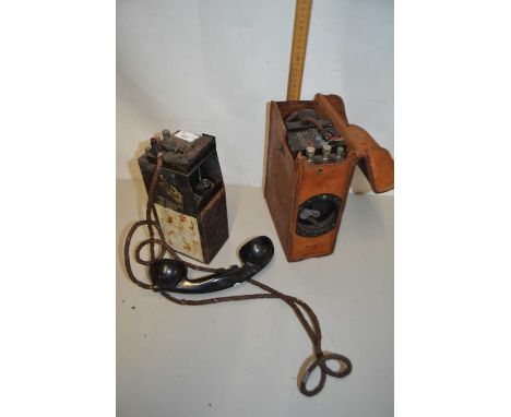Cased US Army Signal Corps telephone EE-E-B together with one other (2)