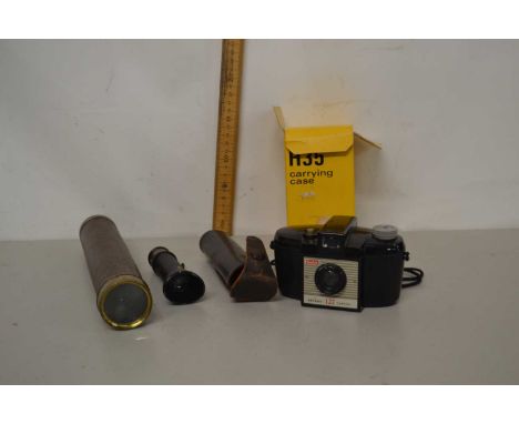 Baker, 244 High Holborn, London, vintage three drawer brass telescope with replacement rexine covering together with a vintag