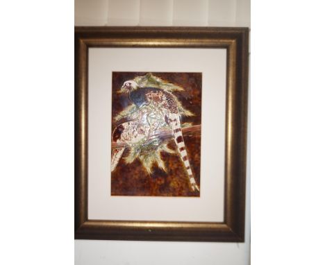 Framed H &amp; R Johnson framed wall plaque depicting grouses