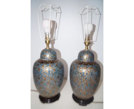 Pair of table lamps in the from of ginger jars 