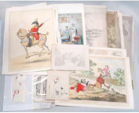 Satirical cartoons after Gillray and others, some with later hand colour, including - Progress of the Toilet, plates I & II; 