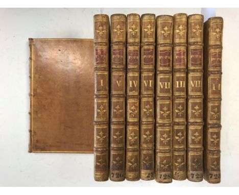 POPE (Alexander) The Works, 4 parts in 9 vol., London: for H. Lintot or R. Dodsley or T. Cooper 1740-43, 8vo, portrait fronti