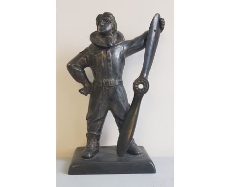 An R.A.F pilot table lighter missing lighter height 27 cm.