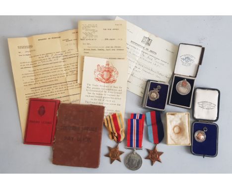A WW2 medal group for 7611931 PTE Fred Tansley Royal Army Ordnance Corps with a notification of death and a E.2 form With Mr 