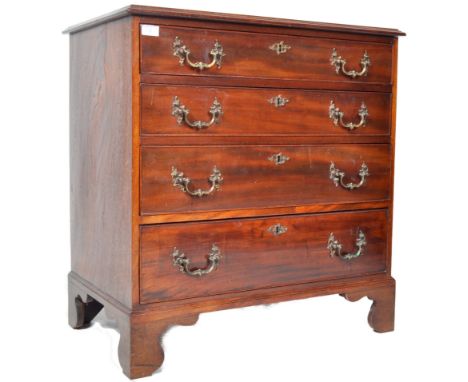 A 19th Century George III mahogany bachelor's chest of drawers in the manner of Chippendale. The straight bank of four drawer