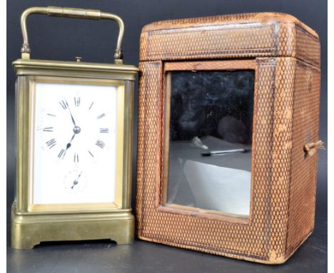 Henri Jacot - A fine mid 19th Century French brass quarter striking Grand Sonnerie repeating alarm repeater carriage clock by