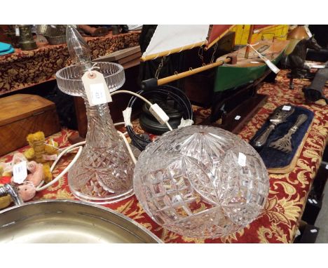 A 1930's cut crystal mushroom lamp