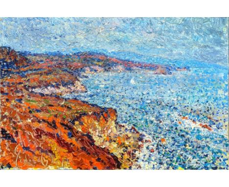 Andriy Chebotaru (b.1982, Ukrainian), Impressionist seascape, oil on canvas, signed lower right, annotations in pen to verso,