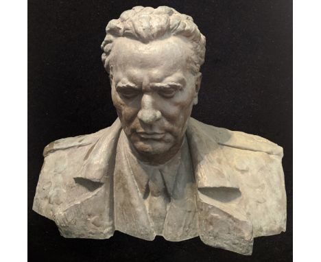 Lojze Dolinar (Slovenian, 1893-1970), Josip Broz Tito, an oversized bronze bust, 1948, signed to one side, Dolinar 1948, H.60