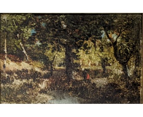 Attributed to Narcisse Virgilio Diaz de la Pena (French, 1807-1877), a landscape study, oil on panel, signed lower left, H.9.