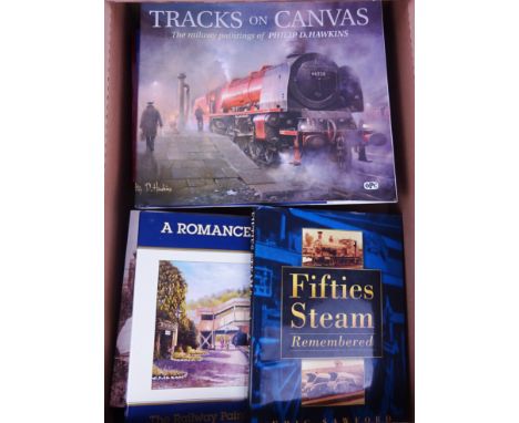 Two Yorkshire Railway and locomotive books, two British model trains catalogues and other locomotive books in one box (12)