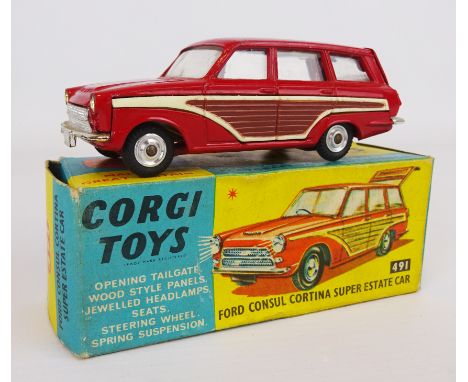 Corgi Ford Consul Cortina Super Estate Car, 491, boxed   Condition Report  Model EX/MBox G slight scuffs and dirty