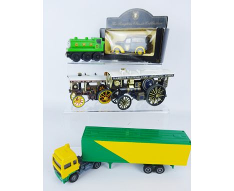 Corgi die-cast models: two Traction Engines, Garrett Showman's Tractor, Muntons promo. wagon, Ringtons Tea delivery van, 