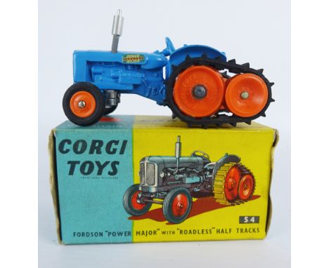 Corgi die-cast model 54 Fordson 'Power Major' with 'Roadless' Half Tracks, boxed   Condition Report  Model: EX/MBox: slightly