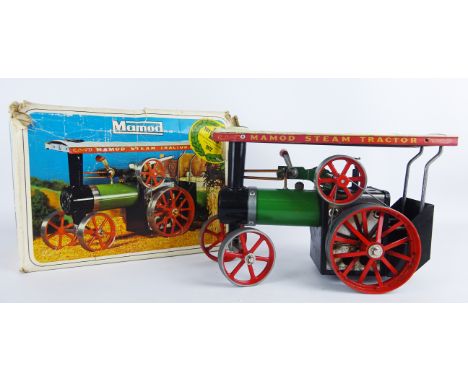 Mamod Steam Traction Engine T.E.1a with steering extension a Mamod Open Wagon OW.1 & a Model Power Press, all in original box
