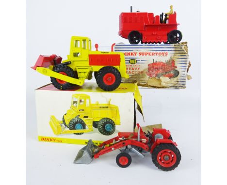 Dinky Toys die-cast models 65 Massey-Ferguson 65 Tractor with shovel, unboxed, Supertoys 963 Heavy Tractor, boxed & 976 Michi