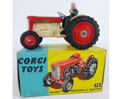 Corgi die-cast model 50 Massey-Ferguson 65 Tractor, boxed   Condition Report  Model: EXBox: slightly grubby with bruise to co