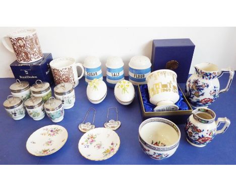 A good selection of ornamental and kitchen ceramics to include six Royal Worcester egg coddlers, three TG Green casters 'Suga