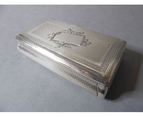 A 19th century silver snuff box, French duty marks to lid(The cost of UK postage via Royal Mail Special Delivery for this lot