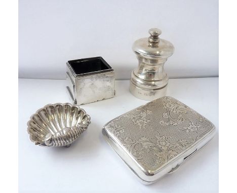 Silver etc. to include an early 20th century engraved and monogrammed silver cigarette case (spring-loaded opening button mis
