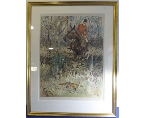 MICHAEL LYNE (1912-1989); a large colour foxhunting print, published in 1971, signed in pencil in the margin by the artist lo