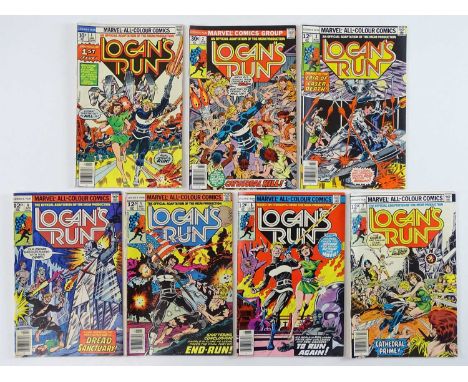 LOGAN'S RUN #1, 2, 3, 4, 5, 6, 7 - (7 in Lot) - (1977 - MARVEL - US Price &amp; UK Price Variant) - Includes First solo Thano