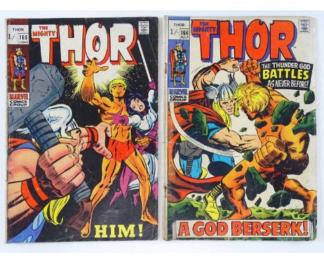 THOR #165 &amp; 166 - (2 in Lot) - (1969 - MARVEL - UK Price Variant) - Includes First &amp; Second full appearance of Him (A
