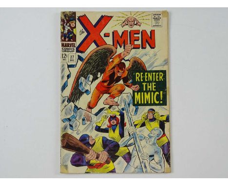 X-MEN #27 - (1966 - MARVEL) - Mimic joins the X-Men + Spider-Man, Puppet Master, Scarlet Witch, Quicksilver appearances - Fla