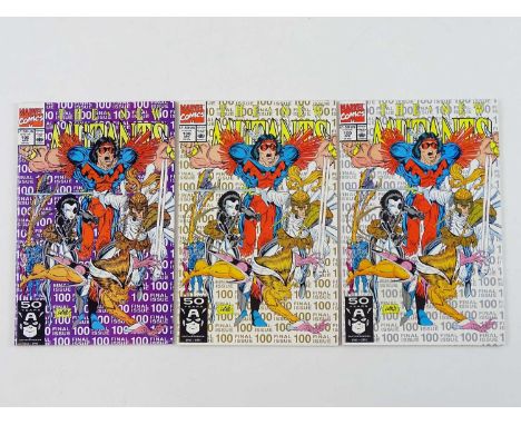 NEW MUTANTS #100 (3 in Lot) - (1991 - MARVEL) - Regular + Gold + Silver Editions - First appearance of X-Force + Last Issue o