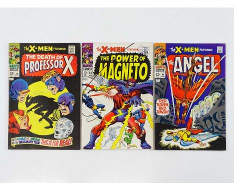 X-MEN #42, 43, 44 - (3 in Lot) - (1968 - MARVEL - UK Cover Price) - Includes "Death" of Professor X + First Silver Age appear