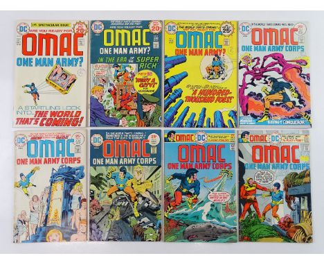 OMAC: ONE MAN ARMY #1, 2, 3, 4, 5, 6, 7, 8 - (8 in Lot) - (1974/75 - DC - US Price &amp; UK Cover Price) - Includes Complete 