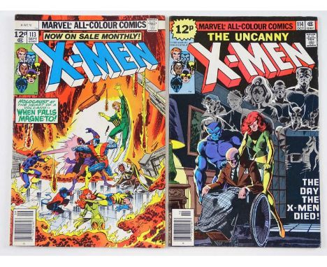 UNCANNY X-MEN #113 &amp; 114 - (2 in Lot) - (1978 - MARVEL - UK Price Variant) - First use of "Uncanny" in the title + Sauron