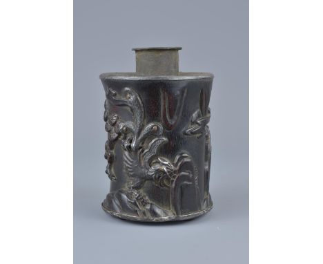 A Chinese 19th century Zitan wood tea caddy. 12cm tall
