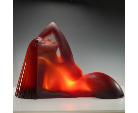Powerful and evocative pate de verre sculpture by acclaimed American glass artist Dan Dailey, titled Le Joyau. Produced by Da