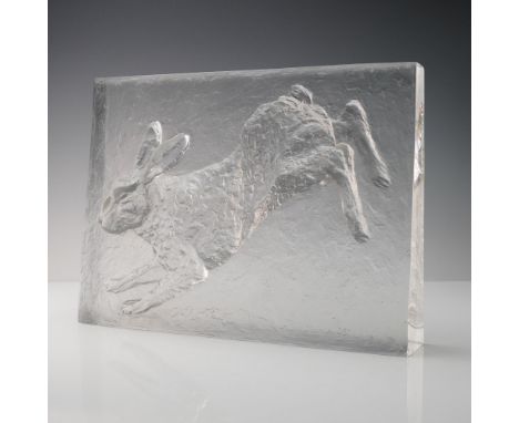 A rare and expressive crystal sculpture by Baccarat, designed by artist Bernard Augst. This 1977 limited edition piece featur