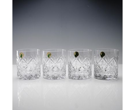 Set of four cut crystal double old fashioned glasses from the Marquis by Waterford collection, featuring the Huntley pattern.