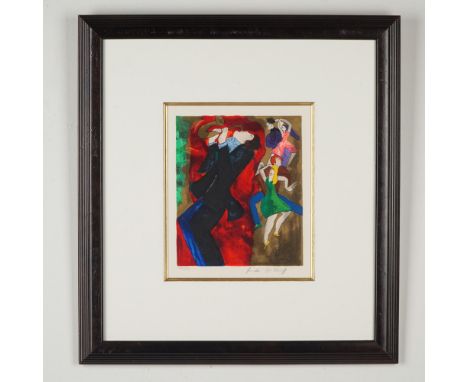 A vibrant and dynamic serigraph titled La Late by celebrated French artist Linda Le Kinff, created in 1997. This expressive c