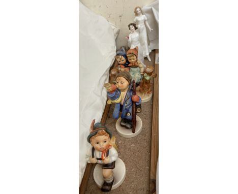 A Royal Doulton figure HN3491 Friendship together with another With Love and three Hummel figures