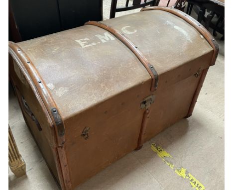 A domed banded trunk with Taff Vale Railway and GWR labels together with another trunk with GWR labels