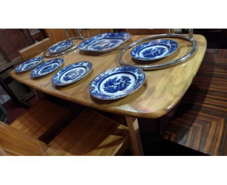 Dining table, Ercol light elm extending with two extra leaves 225cm fully extended 