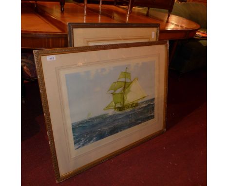 A signed Montague Dawson print of a clipper and a signed Norman Wilkinson print of the Royal Yacht Britannia 