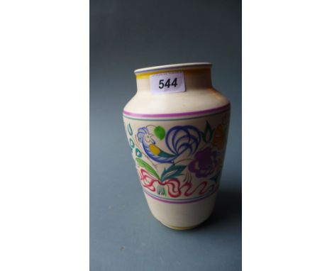 A Poole Pottery vase with a floral and bird life motif on a white ground, H 23cm marked to base  