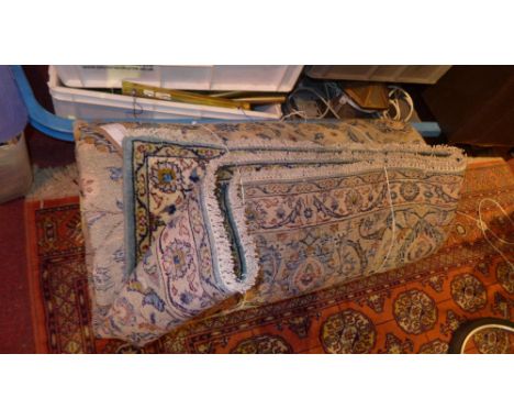 An extremely fine central Persian Kashan carpet 360 x 255cm, all over petal and spandrels motifs on an olive field within sty