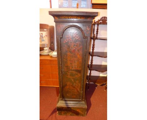 Cabinet, 18th century black lacquered, originally a longcase clock case 135cm high 