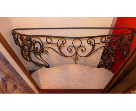 Console table, marble and wrought iron belle epoque 160cm wide 