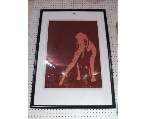 Neil McNamara , a contemporary limited edition screen print depicting an Elephant 13/16 signed and framed 