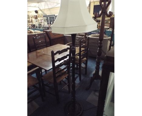 A Turned Wooden Barley Twist Standard Lamp