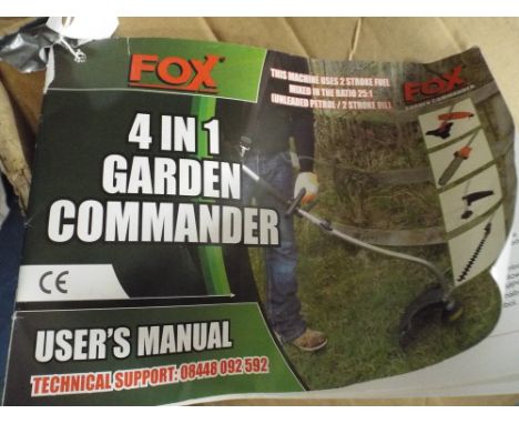 A Fox Four-in-One Garden Commander Complete with Users Manual to Include Strimmer Fitting, Hedge Brushing, Chainsaw Fitting 